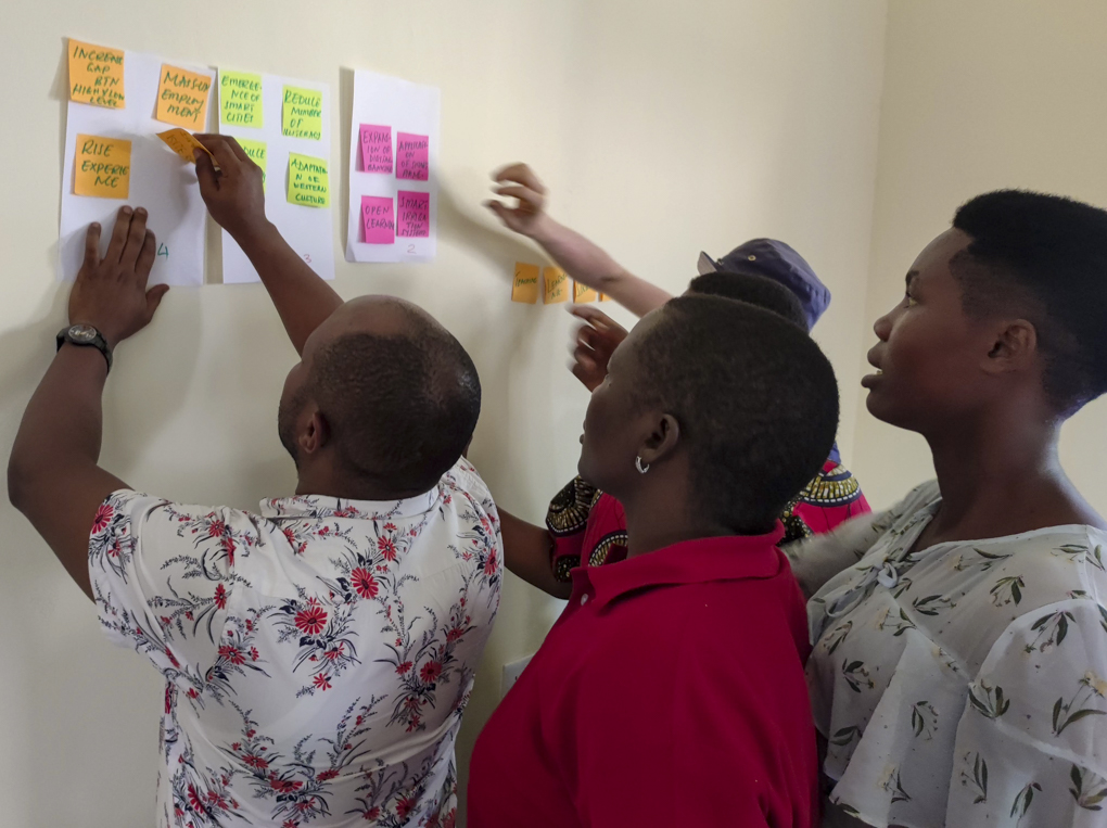 During the 5-day design sprint training participants went through a profound business idea development process and experienced many methods that they can use in their classes. Groupwork started with the future thinking assignment “Tanzania 2035.”